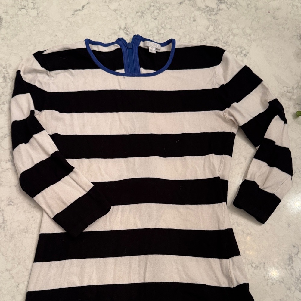 INTERMIX Black and White Striped Long Sleeve Top